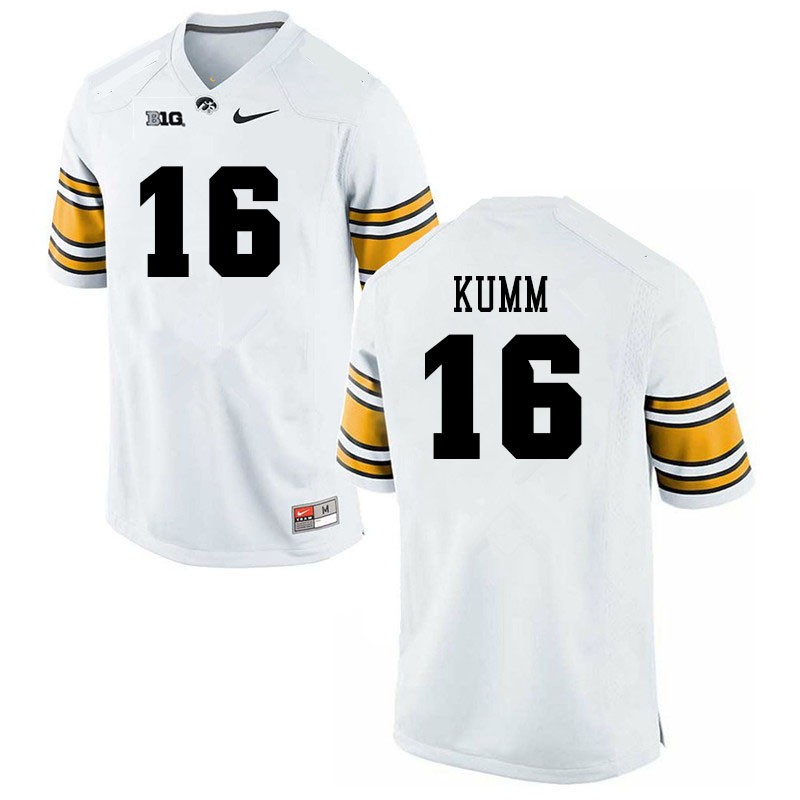 Men #16 Jordan Kumm Iowa Hawkeyes College Football Alternate Jerseys Sale-White - Click Image to Close